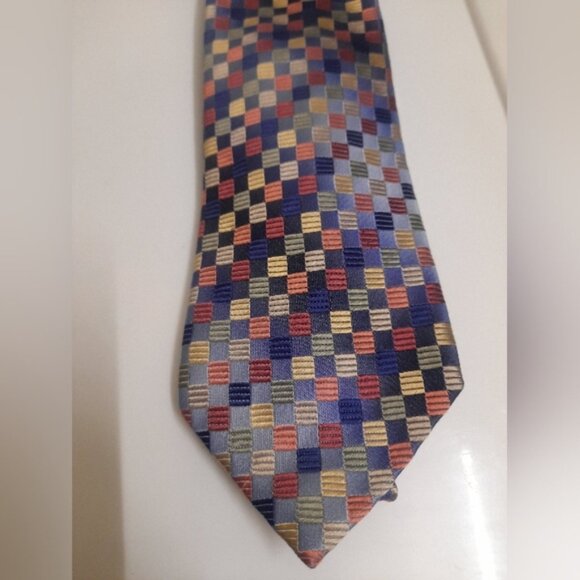 Gianfranco Valentino Italy - Mens Silk Tie - Blue Multi - Picture 2 of 8